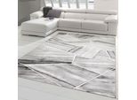 Tappeto Moderno Da Salotto Motivo Geometrico In Grigio Crema Dimensioni - 60 X 110 Cm