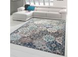 Tappeto Orientale Da Salotto Per Esterni Ornamenti In Grigio Blu Dimensioni - 200 X 290 Cm