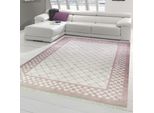 Tappeto Design Soggiorno Moderno Lavabile In Rosa Dimensioni - 80 X 300 Cm