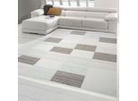 Tappeto Di Design Con Motivo A Quadri - Runner - In Marrone Crema Turchese Rosa Dimensioni - 80 X 300 Cm