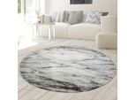 Tappeto Soggiorno Tappeto Effetto Marmo In Grigio Dimensioni - 160 Cm Rotondo