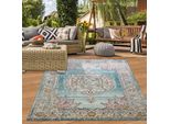 Tappeto Orientale Da Salotto Vintage In Blu Crema Dimensioni - 160 X 230 Cm