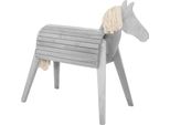 Cavallo Da Gioco Da Esterno Roba, Legno Massiccio Grigio, Cavallo A Volta Molto Stabile, Cavallo Da Giardino Con Criniera E Coda