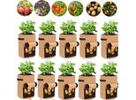 10 Pezzi Sacchetto Per Piante, Sacchetto Per Patate 7 Galloni Con Manici E Finestra, Sacchetto Di Coltivazione Vegetale Traspirante Sacchetto Per Carote / Cipolle / Verdure (Marrone)