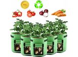 5 Pezzi Sacchetto Per Piante, Sacchetto Per Patate 7 Galloni Con Manici E Finestra, Sacchetto Di Coltivazione Vegetale Traspirante Sacchetto Per Carote / Cipolle / Verdure (Verde)