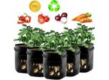 5 Pezzi Sacchetto Per Piante, Sacchetto Per Patate 7 Galloni Con Manici E Finestra, Sacchetto Di Coltivazione Vegetale Traspirante Sacchetto Per Carote / Cipolle / Verdure (Nero)