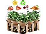 5 Pezzi Sacchetto Per Piante, Sacchetto Per Patate 7 Galloni Con Manici E Finestra, Sacchetto Di Coltivazione Vegetale Traspirante Sacchetto Per Carote / Cipolle / Verdure (Marrone)