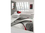Tappeto Tappeto Moderno Tappeto Da Salotto Di Design In Grigio Rosso Dimensioni - 160X230 Cm