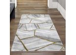 Tappeto Moderno Da Salotto Motivo Geometrico In Grigio Oro Dimensioni - 80 X 150 Cm