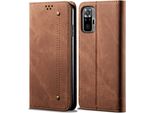 Custodia Redmi Note 10 4G/ Note 10S, Laimtop Denim Pelle Portafoglio Chiusura Magnetica Flip Bookstyle Custodia Protettiva Con Stand Per Xiaomi Redmi Note 10 4G/Note 10S Marrone