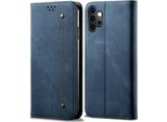 Custodia Galaxy A32 4G, Laimtop Denim Pelle Portafoglio Chiusura Magnetica Flip Bookstyle Custodia Protettiva Con Funzione Stand Per Samsung Galaxy A32 4G Blu