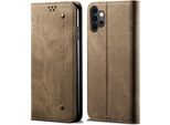 Custodia Galaxy A32 4G, Laimtop Denim Pelle Portafoglio Chiusura Magnetica Flip Bookstyle Custodia Protettiva Con Funzione Stand Per Samsung Galaxy A32 4G Khaki