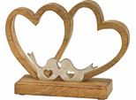 Espositore Doppio Cuore Con Uccelli In Metallo - Circa 20X16 Cm