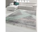 Tappeto Moderno Soggiorno Motivo Astratto A Righe Nero Grigio Verde Rosa - Facile Da Pulire Dimensioni - 140 X 200 Cm