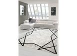 Tappeto Moderno In Marmo Con Motivo Astratto In Nero Crema Dimensioni - 160 X 230 Cm