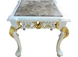 Casa Padrino Tavolino Barocco Bianco / Oro / Grigio - Tavolo In Legno Massiccio Fatto A Mano Con Piano In Marmo - Mobili Barocchi