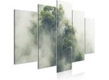 Quadri Su Tela 200X100 Cm B-B-0486-B-M Quadro Su Tela Non Tessuta 5 Pezzi Stampa D'arte Moderna Arte Murale Xxl Decorazione Murale Design Quadro Murale Wald Nebel