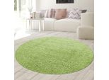 Tappeto Shaggy A Pelo Alto A Pelo Lungo Tappeto Da Salotto Con Motivo A Tinta Unita Verde Dimensioni - 120 Cm Rotondo