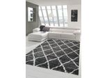Tappeto Shaggy Da Salotto A Pelo Alto A Pelo Lungo Con Motivo A Rombi In Grigio Crema Dimensioni - 120X170 Cm