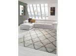 Tappeto Da Salotto Shaggy A Pelo Alto A Pelo Lungo Con Motivo A Rombi In Beige Crema Dimensioni - 80X150 Cm