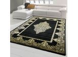 Tappeto Moderno A Pelo Corto Da Salotto Ornamenti In Oro Nero Dimensioni - 200 Cm Quadrati