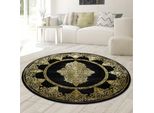 Tappeto Moderno A Pelo Corto Da Salotto Ornamenti In Oro Nero Dimensioni - 200 Cm Rotondo