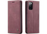 Samsung Galaxy S20 Fe Custodia, Retro Custodia In Finto Cuoio Con Funzione Stand Per Samsung Galaxy S20 Fe 5G Rosso