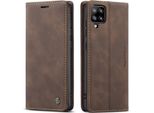 Samsung Galaxy A42 5G Custodia, Retro Custodia In Finto Cuoio Con Funzione Stand Per Samsung Galaxy A42 5G Caffè