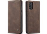 Samsung Galaxy A32 5G Custodia, Retro Custodia In Finto Cuoio Con Funzione Stand Per Samsung Galaxy A32 5G Caffè