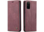 Samsung Galaxy S20 Custodia, Retro Custodia In Finto Cuoio Con Funzione Stand Per Samsung Galaxy S20 Rosso