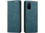 Samsung Galaxy S20 Custodia, Retro Custodia In Finto Cuoio Con Funzione Stand Per Samsung Galaxy S20 Blu