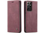 Samsung Galaxy S21 Ultra 5G Case, Laimtop Retro Custodia In Finto Cuoio Con Funzione Stand Custodia Protettiva Per Samsung Galaxy S21 Ultra 5G Rosso