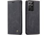 Samsung Galaxy S21 Ultra 5G Custodia, Laimtop Retro Custodia In Finto Cuoio Con Funzione Stand Custodia Protettiva Per Samsung Galaxy S21 Ultra 5G Nero