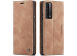Huawei P Smart 2021 Custodia, Retro Custodia In Finto Cuoio Con Funzione Stand Per Huawei P Smart 2021 Marrone