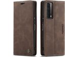 Huawei P Smart 2021 Custodia, Retro Custodia In Finto Cuoio Con Funzione Stand Per Huawei P Smart 2021 Caffè