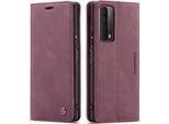 Huawei P Smart 2021 Custodia, Laimtop Retro Custodia In Finto Cuoio Con Funzione Stand Custodia Protettiva Per Huawei P Smart 2021 Rosso