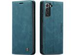 Samsung Galaxy S21+ 5G Case, Retro Custodia In Finto Cuoio Con Funzione Stand Per Samsung Galaxy S21 Plus 5G Blu
