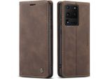 Samsung Galaxy S20 Ultra Custodia, Retro Custodia In Finto Cuoio Con Funzione Stand Per Samsung Galaxy S20 Ultra 5G Caffè