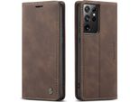 Samsung Galaxy S21 Ultra 5G Custodia, Laimtop Retro Custodia In Finto Cuoio Con Funzione Stand Custodia Protettiva Per Samsung Galaxy S21 Ultra 5G Caffè