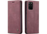 Custodia Samsung Galaxy S20+, Custodia Retrò In Finto Cuoio Con Funzione Stand Per Samsung Galaxy S20 Plus Rosso