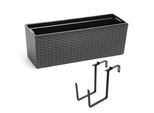 Fioriera Da Balcone In Rattan Con Ganci Grigio 19 X 56 X 19,5 Cm Plastica
