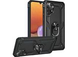 Custodia Per Samsung Galaxy A32 4G A Doppio Strato Robusta, Protezione Militare Con Supporto Ad Anello E Supporto Nero
