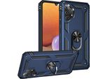 Custodia Per Samsung Galaxy A32 4G Robusta A Doppio Strato, Protezione Militare Con Supporto Ad Anello E Supporto Blu