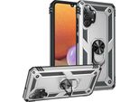 Custodia Per Samsung Galaxy A32 4G A Doppio Strato Robusta, Protezione Militare Con Supporto Ad Anello E Supporto Argento