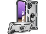 Custodia Per Samsung Galaxy A32 5G A Doppio Strato Robusta, Protezione Militare Con Supporto Ad Anello E Supporto Argento