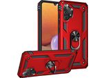 Custodia Per Samsung Galaxy A32 4G Robusta A Doppio Strato, Protezione Militare Con Supporto Ad Anello E Supporto Rosso