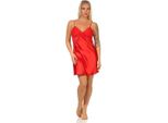 Donna Negligee Raso Camicia Da Notte Sexy Lingerie Con Pizzo; Rosso / L
