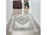Tappeto Di Design Per Il Soggiorno Tappeto Ornamentale Barocco Grigio Crema Dimensioni - 80 X 150 Cm