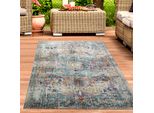 Tappeto Orientale Per Esterni Ornamenti Per Il Soggiorno Vintage In Grigio Blu Dimensioni - 140 X 200 Cm