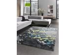 Tappeto Di Design A Pelo Corto Tappeto Da Salotto Fiori Grigio Turchese Blu Dimensioni - 200 X 290 Cm